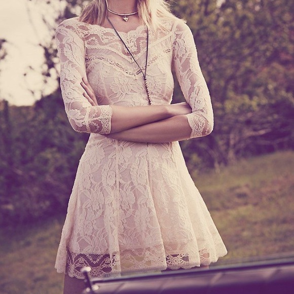 Free People White Lacey Affair Dress