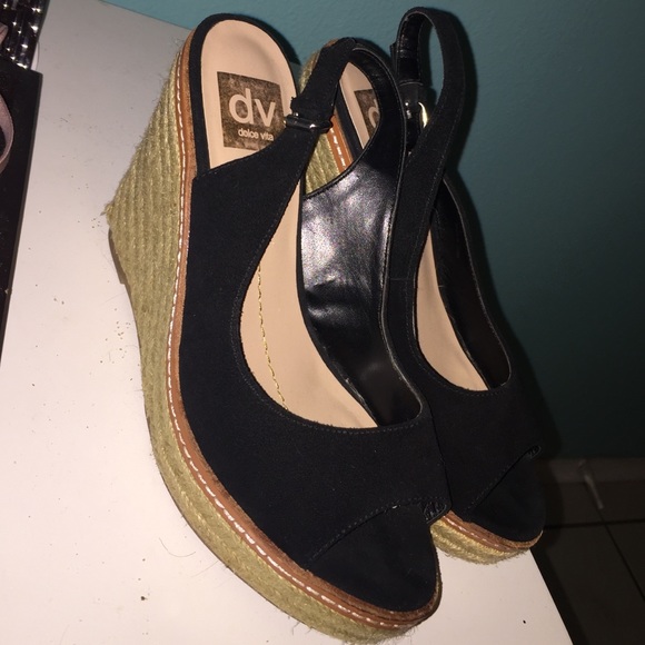 Dolce Vita Black Suede High Heel Wedges