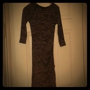 Heathered grey asymmetrical sweater dress