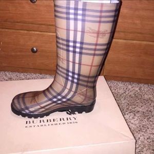 Burberry rain boots.