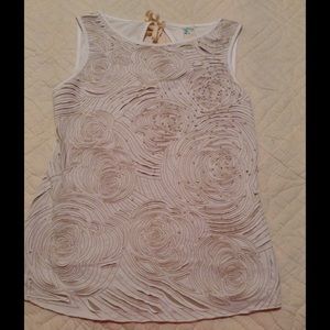 Anthropologie White Beaded Top Sz Small