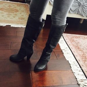 Knee high charcoal black boots