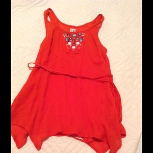 Anthropologie Orange Sleeveless Blouse Sz 6
