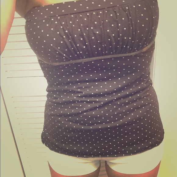 Brown tube top with white polkadots