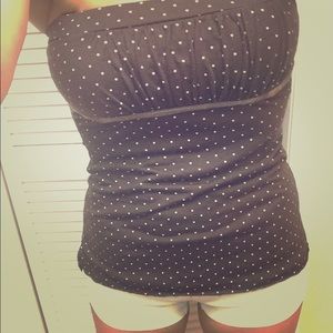 Brown tube top with white polkadots