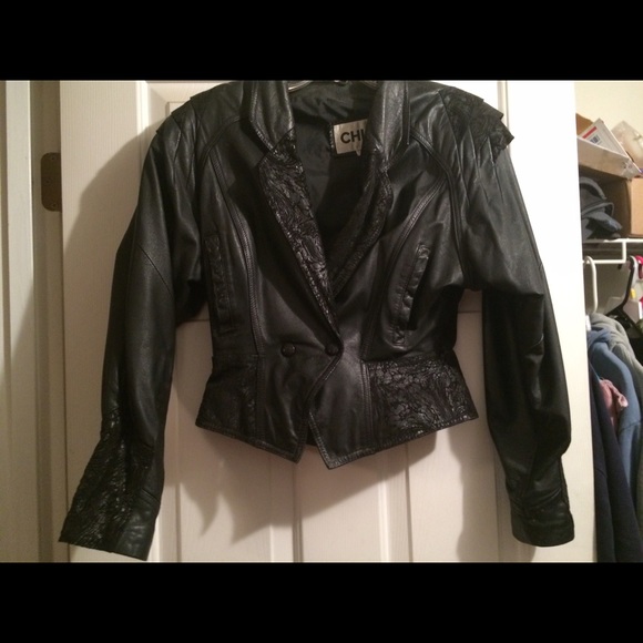 Vintage black leather jacket very stylish