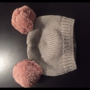 Adorable baby girl pom pom hat
