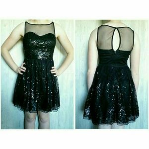 Black Sequinced Party Dress