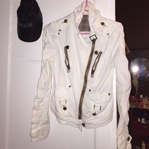 Guess white Moto jean jacket