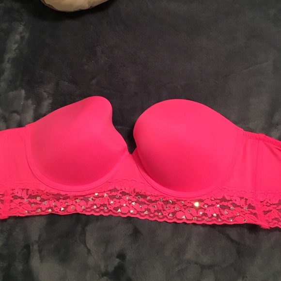 Pink by VS Hot pink strapless bra