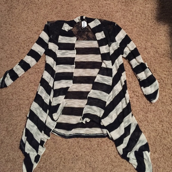 Black & White striped lace cardigan
