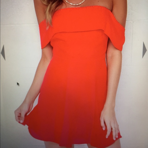 Coral-red dress