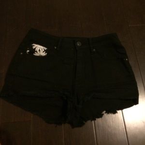 Black jean shorts