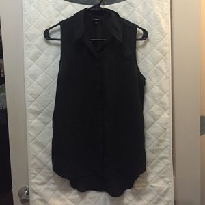 Black button up sleeveless blouse