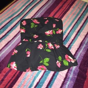 Floral strapless peplum top