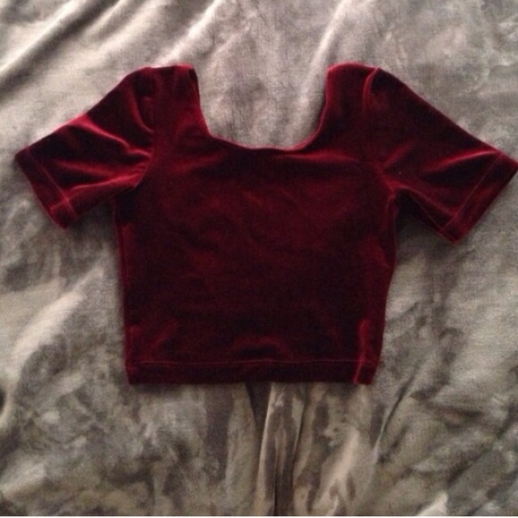 maroon velvet crop top