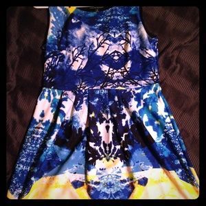 Abstract print flare dress