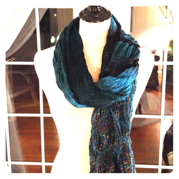 Aqua Blue and Black Scarf 20% off
