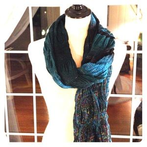 Aqua Blue and Black Scarf 20% off