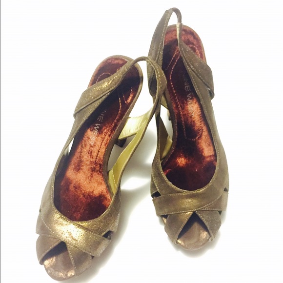 Nine West copper & brown leather heels size 5.5