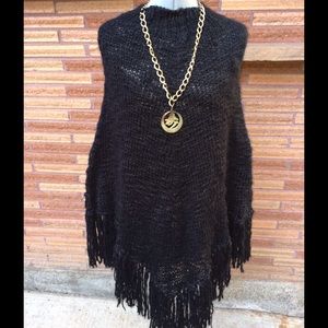 Black Knit Poncho