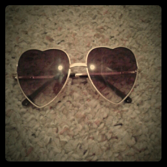 Heart shaped sunglasses, gold trim