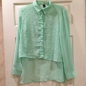 💚Mint Green Studded Blouse💚