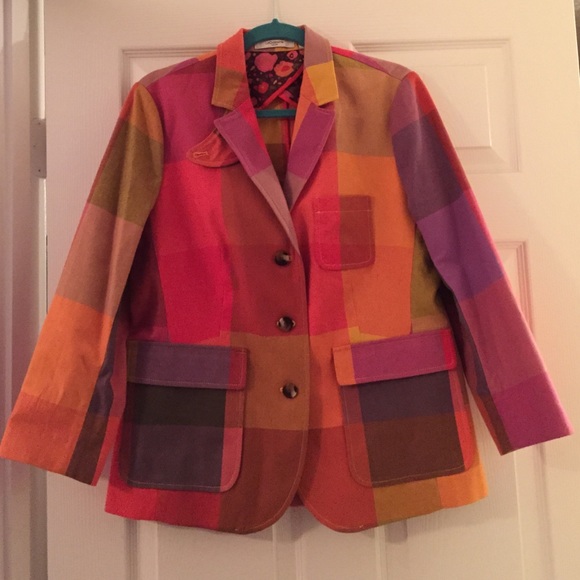 Hipster Liz Claiborne Plaid Blazer Size 10