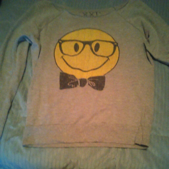 Smiley Face Off-the-shoulder Sweatshirt - Picture 1 of 1
