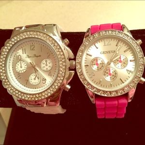 Stylish women's white and pink watch