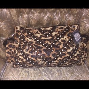 Beautiful leopard and rhinestone handbag
