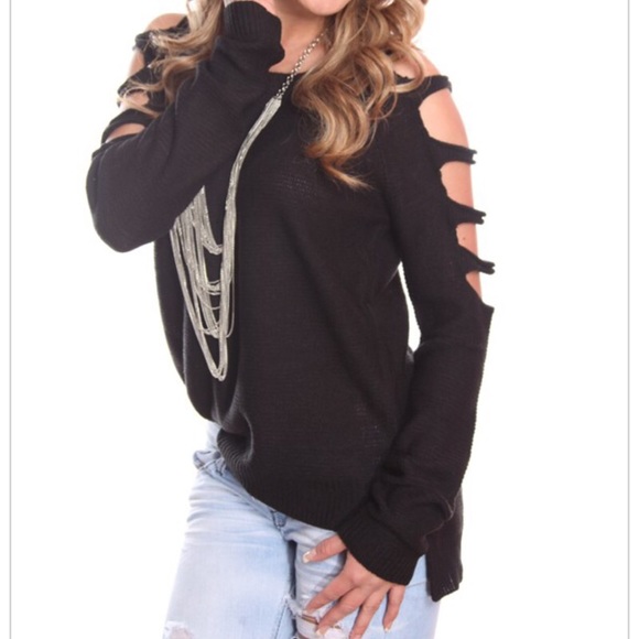 Black cut sleeve sweater ONE HOUR SALE - Picture 3 of 4