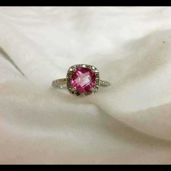 Pink Quartz and Diamonds Ring - NWOT