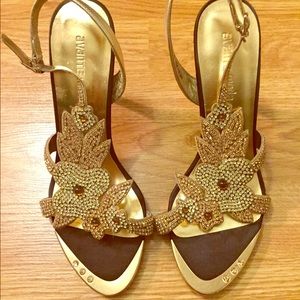Gold crystal sandals for special occasions