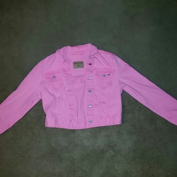 Bright pink hollister Jean jacket