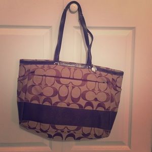 Brown & Cream Coach Purse/Laptop Bag