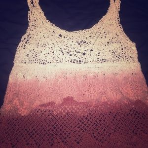 Cream to Maroon Lace Ombré Tank Top