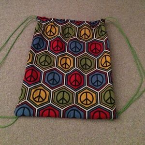 peace sign drawstring bag