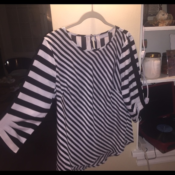 Black and white stripe blouse