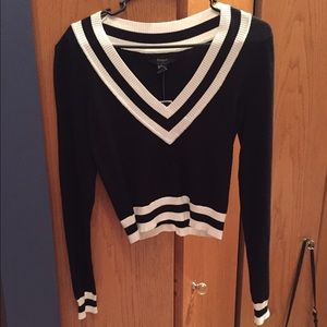 Black and white cropped sweater