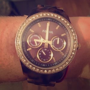 Fossil tortoise shell watch