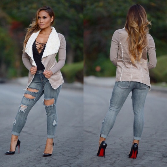 Faux suede and fur lined jacket