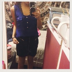 Blue flowy tunic top