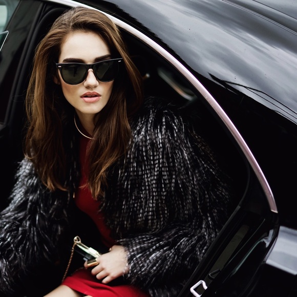 BLACK/GREY STRIPED FUR COAT - Picture 5 of 6