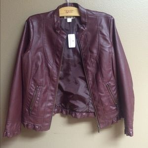 Maroon leather jacket never worn!! New with Tags!
