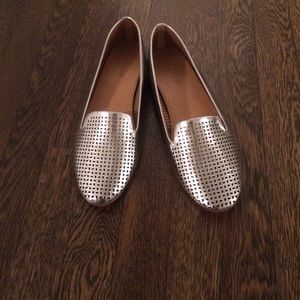 Silver Eyelet Loafers NWOT