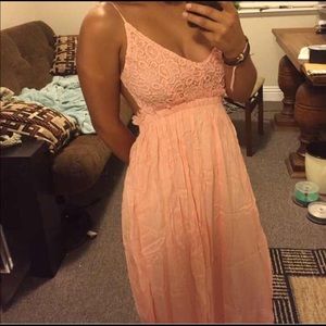 Blush color long flowy maxi dress