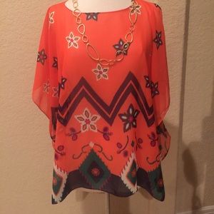 Versatile Beautiful vibrant Sheer Orange top
