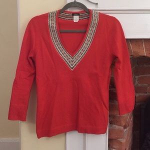 Orange V-neck Sweater