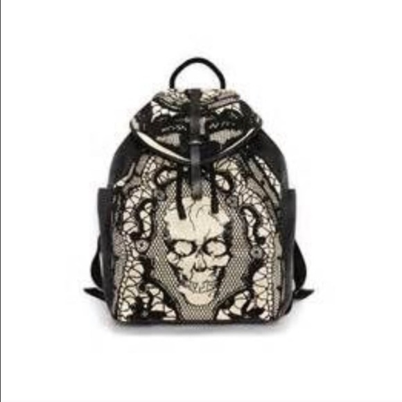 Alexander McQueen Skull and Lace Print Back Pack